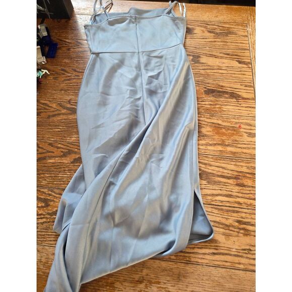 Sachin and Babi Anthropologie BLHDN Dusty Blue Cowl Neck Bridesmaid Dress Sz 0 - Picture 4 of 5